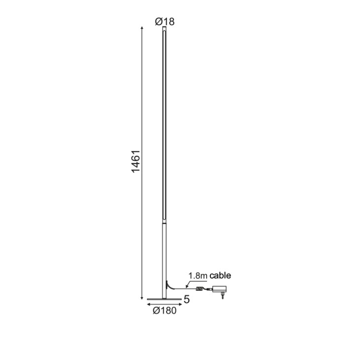 ΦΩΤΙΣΤΙΚΟ ΔΑΠΕΔΟΥ Φ1.8x146,1Ycm DIMMABLE ΑΛΟΥΜΙΝΙΟ ΛΕΥΚΟ ΜΑΤ ZM16LEDF148WH