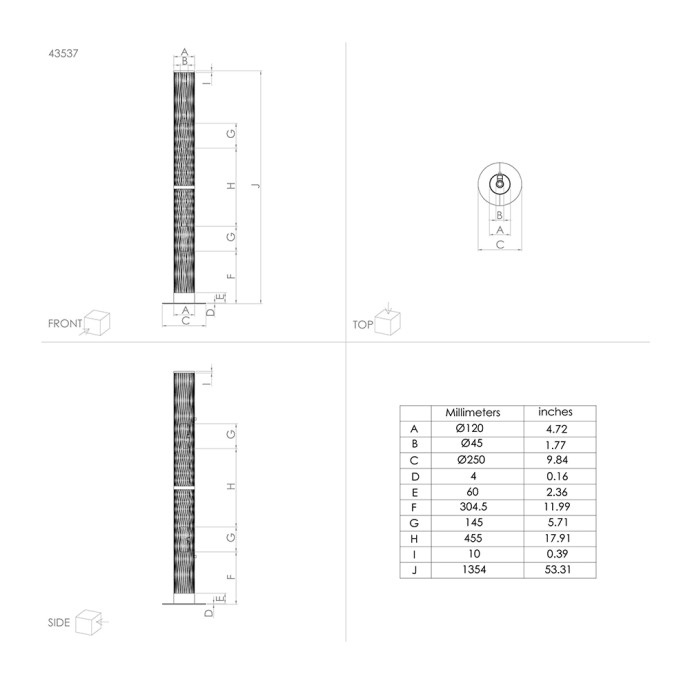 ΦΩΤΙΣΤΙΚΟ ΕΠΙΔΑΠΕΔΙΟ Φ25x135,5Υcm ΜΕΤΑΛΛΙΚΟ ΜΑΥΡΟ 43537