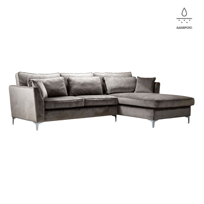 FOREVER ΓΩΝ.ΚΑΝΑΠΕΣ ΔΕΞΙΟΣ 316Mx93/185Bx70/92Ycm ΒΕΛΟΥΔΟ ΑΝΟΙΧΤΟ ΓΚΡΙ