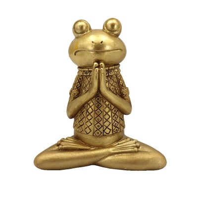 YOGA FROGIE 6 DECO ΒΑΤΡΑΧΟΣ POLYRESIN ΧΡΥΣΟ 12x6xH13,5cm