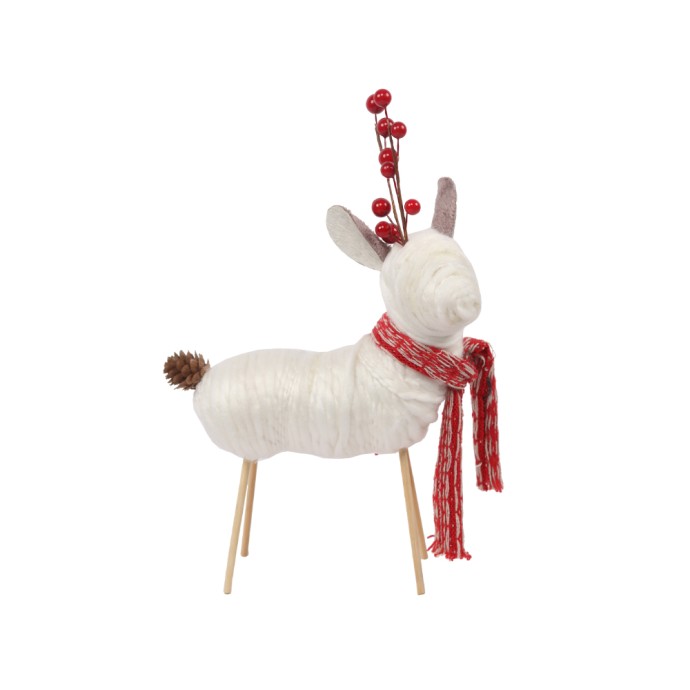 XMAS POWDER DEER 2 ΕΛΑΦΙ POLYFOAM ΠΛΑΣΤΙΚΟ ΛΕΥΚΟ ΚΟΚΚΙΝΟ 19x6xH30cm