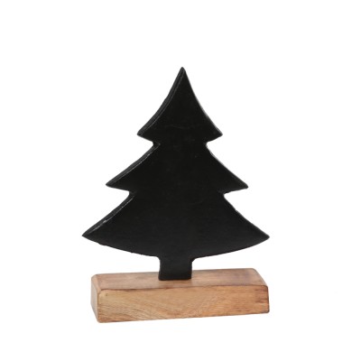 XMAS POLE ΔΕΝΤΡΟ ΑΛΟΥΜΙΝΙΟ ΞΥΛΟ MANGO ΜΑΥΡΟ ΦΥΣΙΚΟ 20x5xH25cm