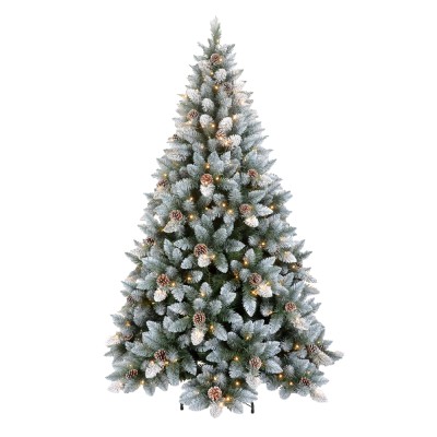 XMAS PINE ΔΕΝΤΡΟ ΧΙΟΝΙΣΜΕΝΟ ΜΕ LED PVC ΠΡΑΣΙΝΟ ΛΕΥΚΟ D150xH210cm