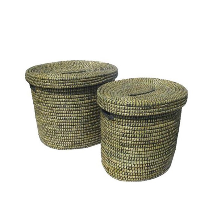 KENYA ΚΑΛΑΘΙ ΑΠΛΥΤΩΝ ΣΕΤ 2ΤΜΧ KANSGRASS PVC ΦΥΣΙΚΟ ΜΑΥΡΟ D55/45xH50/45cm