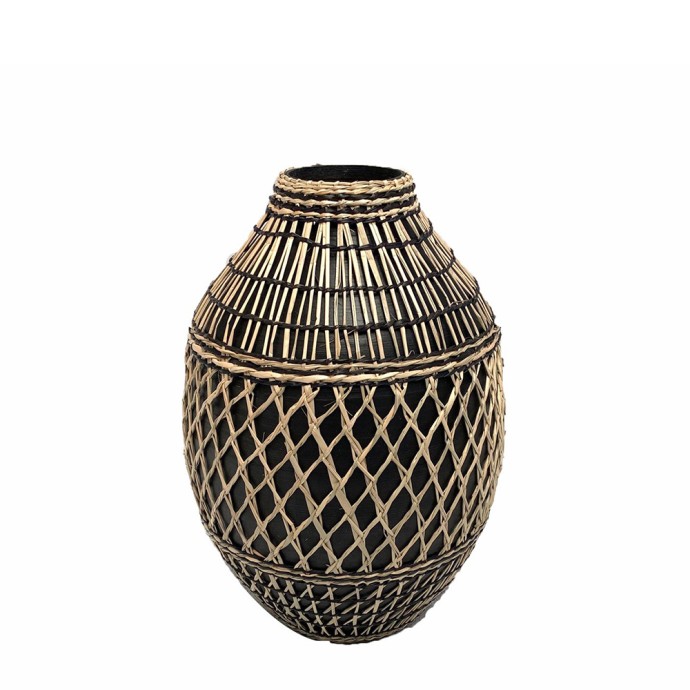 JABBAR ΒΑΖΟ BAMBOO ΜΑΥΡΟ ΦΥΣΙΚΟ 26x26xH38cm