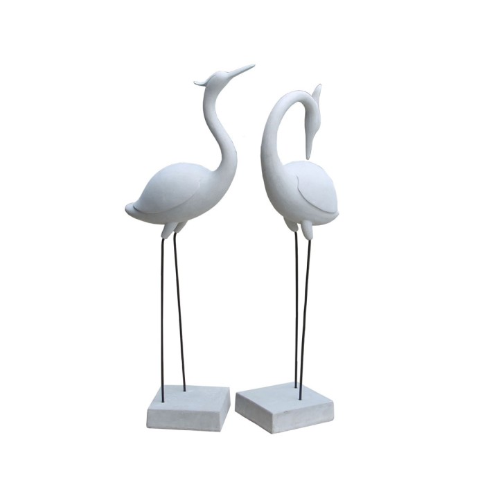 FLAMINGO COUPLE DECO ΦΛΑΜΙΝΓΚΟ ΣΕΤ 2ΤΜΧ ΤΕΧΝΗΤΗ ΠΕΤΡΑ ΜΠΕΖ 41x26xH116cm