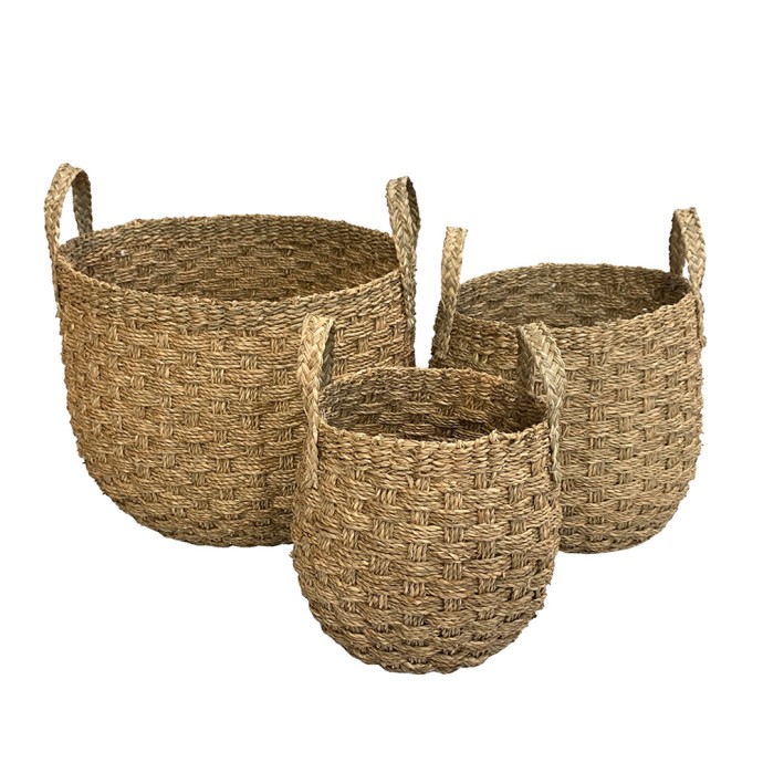 PAROS ΚΑΛΑΘΙ ΜΕ ΛΑΒΕΣ SET 3ΤΜΧ SEAGRASS ΦΥΣΙΚΟ 43x43xH41cm