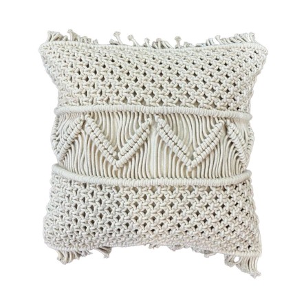 KAIA ΔΙΑΚΟΣΜΗΤΙΚΟ ΜΑΞΙΛΑΡΙ MACRAME ΒΑΜΒΑΚΙ POLYESTER IVORY 45x45cm