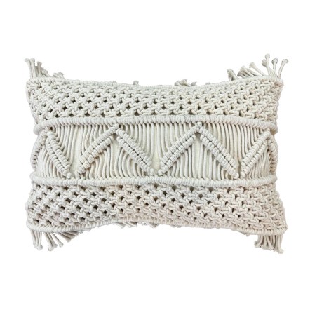 KAIA ΔΙΑΚΟΣΜΗΤΙΚΟ ΜΑΞΙΛΑΡΙ MACRAME ΒΑΜΒΑΚΙ POLYESTER IVORY 30x50cm