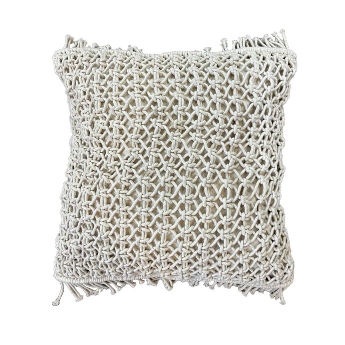 ANALA ΔΙΑΚΟΣΜΗΤΙΚΟ ΜΑΞΙΛΑΡΙ MACRAME ΒΑΜΒΑΚΙ POLYESTER IVORY 45x45cm