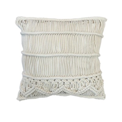 HARSHA ΔΙΑΚΟΣΜΗΤΙΚΟ ΜΑΞΙΛΑΡΙ MACRAME ΒΑΜΒΑΚΙ POLYESTER IVORY 45x45cm