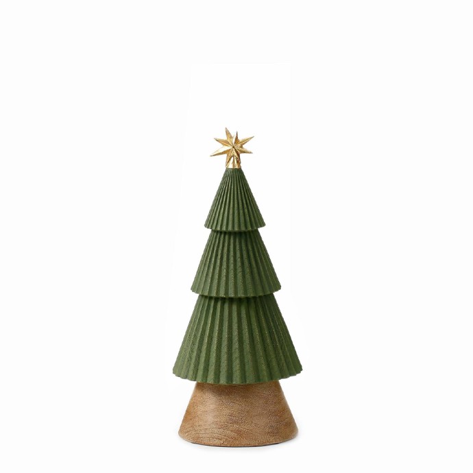 XMAS GREEN TREE S DECO POLYRESIN ΠΡΑΣΙΝΟ ΚΑΦΕ ΧΡΥΣΟ 14x14xH33cm