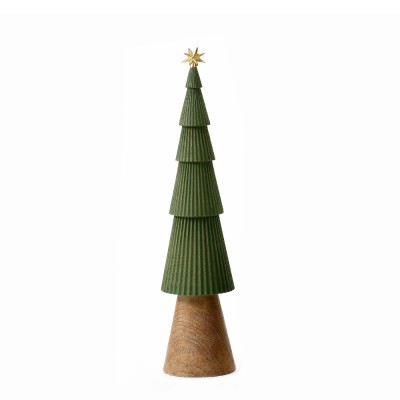 XMAS GREEN TREE L DECO POLYRESIN ΠΡΑΣΙΝΟ ΚΑΦΕ ΧΡΥΣΟ 13x13xH55cm