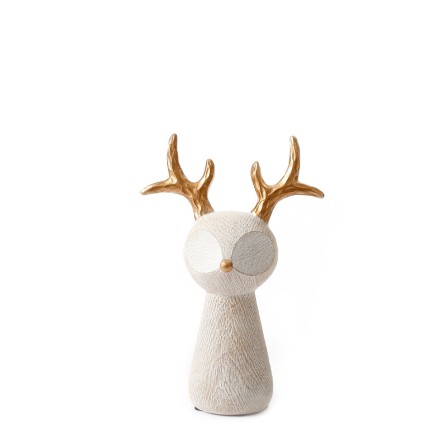 XMAS CUTE DEER S DECO POLYRESIN ΜΠΕΖ ΧΡΥΣΟ 14x8xH21cm