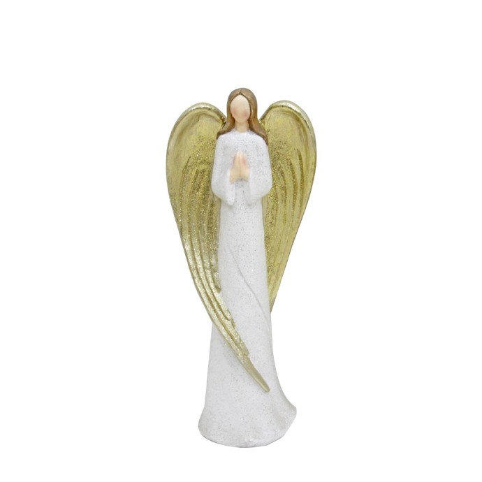 XMAS ANGEL FAITH A ΑΓΓΕΛΟΣ POLYRESIN ΛΕΥΚΟ ΧΡΥΣΟ 31x20xH77cm