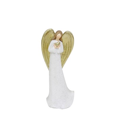 XMAS ANGEL FAITH B ΑΓΓΕΛΟΣ POLYRESIN ΛΕΥΚΟ ΧΡΥΣΟ 27x19xH63cm