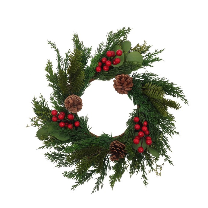 XMAS RED BERRY 45 ΣΤΕΦΑΝΙ POLYFOAM PVC ΠΡΑΣΙΝΟ ΚΟΚΚΙΝΟ 45x45