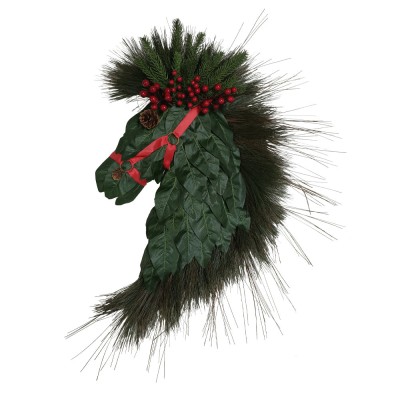 XMAS HORSE HEAD 86 B DECO POLYFOAM PVC ΠΡΑΣΙΝΟ ΚΟΚΚΙΝΟ 45x3xH86cm