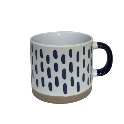 COZY A ΚΟΥΠΑ STONEWARE ΛΕΥΚΟ MIDNIGHT BLUE ΜΠΕΖ D9xH8cm