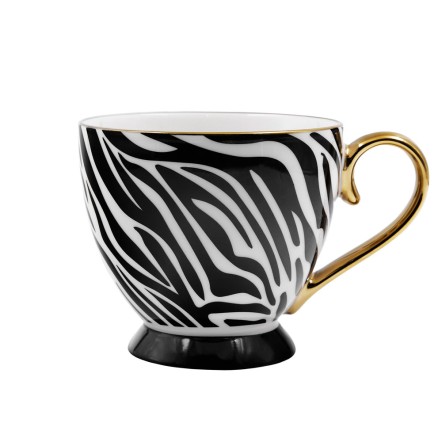 SAFARI A ΚΟΥΠΑ NEW BONE CHINA ΛΕΥΚΟ ΜΑΥΡΟ ΧΡΥΣΟ D11xH9cm