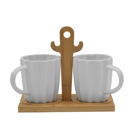 CACTUS ΚΟΥΠΑ ESPRESSO SET 2 ΤΜΧ ΠΟΡΣΕΛΑΝΗ BAMBOO ΛΕΥΚΟ ΦΥΣΙΚΟ 20x12xH16,5cm