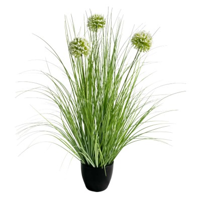 GRASS FLOWER ΦΥΤΟ ΤΕΧΝΗΤΟ ΣΕ ΓΛΑΣΤΡΑ PVC ΠΡΑΣΙΝΟ 58