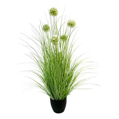 GRASS FLOWER ΦΥΤΟ ΤΕΧΝΗΤΟ ΣΕ ΓΛΑΣΤΡΑ PVC ΠΡΑΣΙΝΟ 85