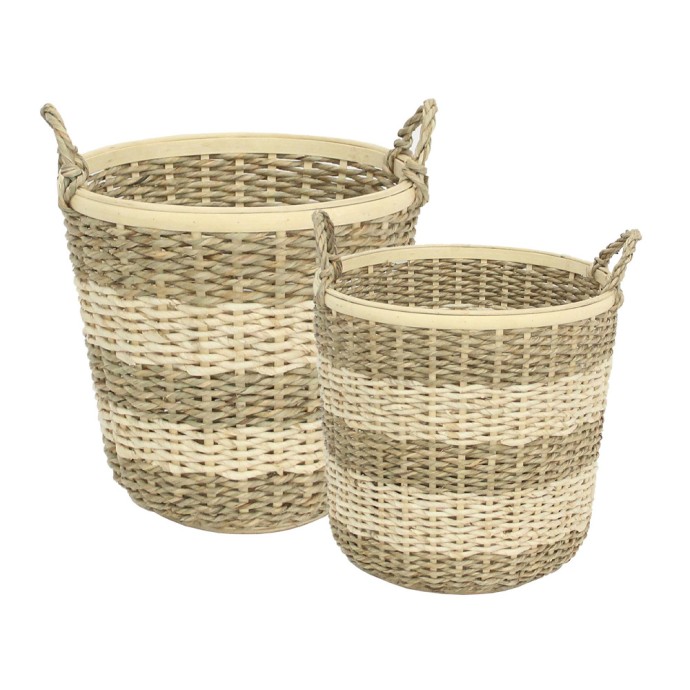 SIKINOS ΚΑΛΑΘΙ SET 2ΤΜΧ ΣΧΟΙΝΙ BAMBOO ΦΥΣΙΚΟ ΜΠΕΖ 35x35xH43cm