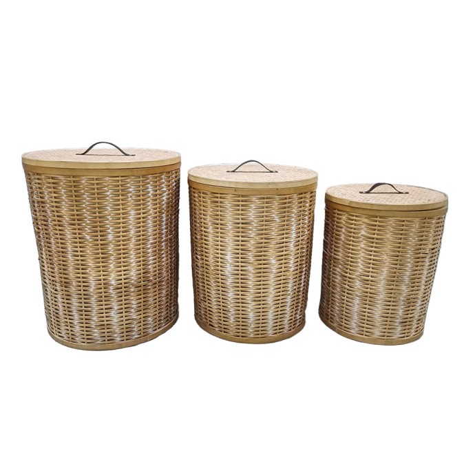 ITHAKI ΚΑΛΑΘΙ ΜΕ ΚΑΠΑΚΙ SET 3ΤΜΧ 51x51x61 ΞΥΛΟ ΕΛΑΤΟΥ WHITE WASHED ΦΥΣΙΚΟ ΔΕΡΜΑ