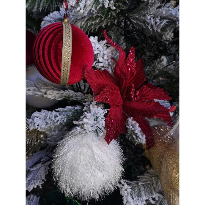 XMAS GLAM RED 2 ΜΠΑΛΑ POLYFOAM ΥΦΑΣΜΑ ΚΟΚΚΙΝΟ ΧΡΥΣΟ D10xH10cm