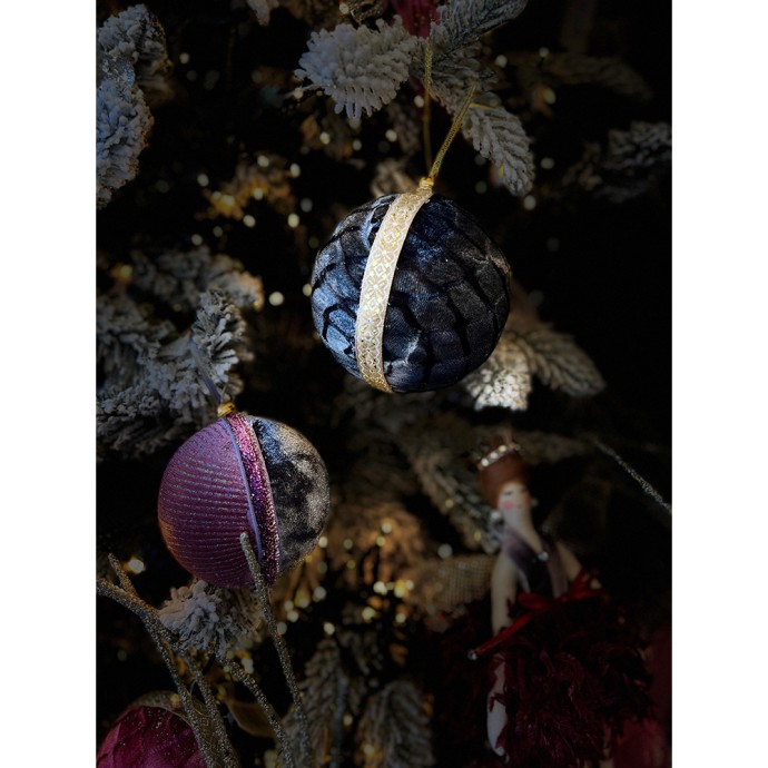 XMAS MOONLIGHT 1 ΚΡΕΜΑΣΤΗ ΜΠΑΛΑ POLYFOAM ΥΦΑΣΜΑ ΓΚΡΙ ΧΡΥΣΟ D8xH8cm