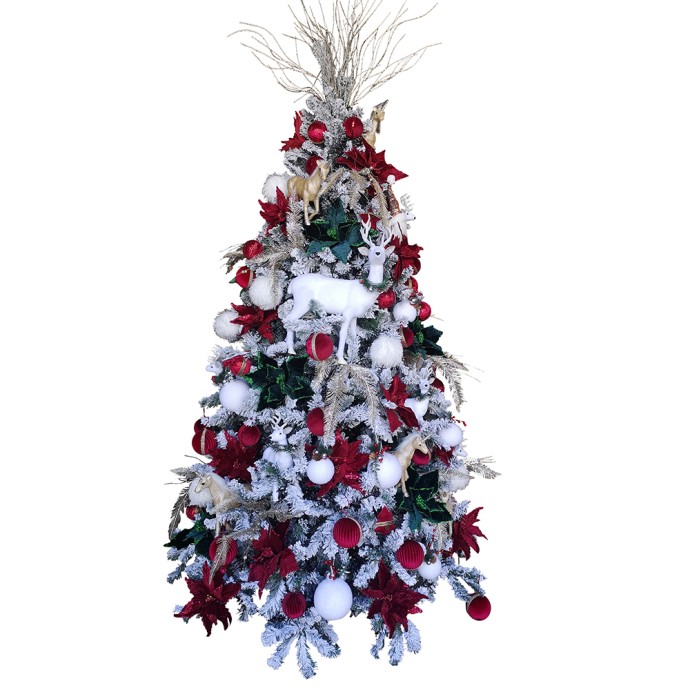 XMAS SNOWY ΔΕΝΤΡΟ ΧΙΟΝΙΣΜΕΝΟ PVC ΠΡΑΣΙΝΟ ΛΕΥΚΟ D132xH210cm