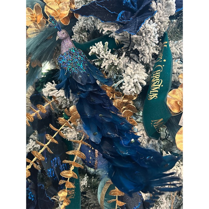 XMAS MIDNIGHT PEACOCK ΔΙΑΚΟΣΜΗΤΙΚΟ POLYFOAM ΦΤΕΡΟ ΠΕΤΡΟΛ ΜΑΥΡΟ H40cm