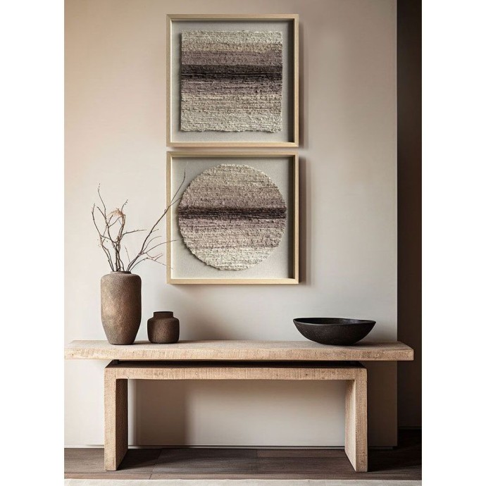 EARTHSCAPE ROUND ΠΙΝΑΚΑΣ ΔΙΑΚΟΣΜΗΣΗΣ 80x80x4 ΧΑΡΤΙ ΜΠΕΖ ΚΑΦΕ ΓΥΑΛΙ ΦΥΣΙΚΟ