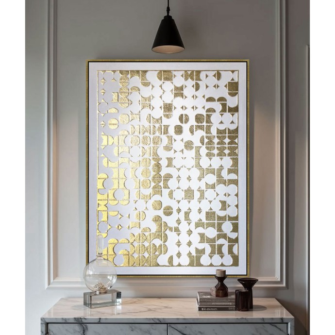 GOLD HEAVEN ΠΙΝΑΚΑΣ ΔΙΑΚΟΣΜΗΣΗΣ 90x120x4 OIL ACRYLIC ΧΡΥΣΟ ΛΕΥΚΟ ΚΑΜΒΑΣ ΧΡΥΣΟ
