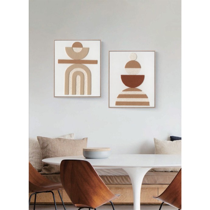 BOHO BALANCE ΠΙΝΑΚΑΣ ΔΙΑΚΟΣΜΗΣΗΣ 80x100x5 ΚΑΜΒΑΣ TERRACOTTA ΜΠΕΖ ΞΥΛΟ ΦΥΣΙΚΟ