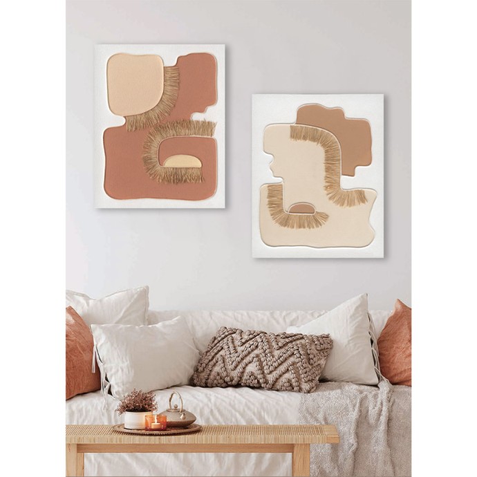 BOHO STYLE ΠΙΝΑΚΑΣ ΔΙΑΚΟΣΜΗΣΗΣ 80x100x4 ΚΑΜΒΑΣ ΜΠΕΖ ΞΥΛΟ