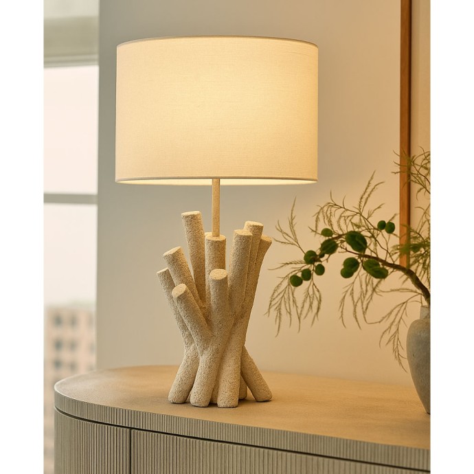WOODLAND ΦΩΤΙΣΤΙΚΟ ΕΠΙΤΡΑΠΕΖΙΟ 26x26x54 POLYRESIN ΛΕΥΚΟ ΥΦΑΣΜΑ OFF WHITE