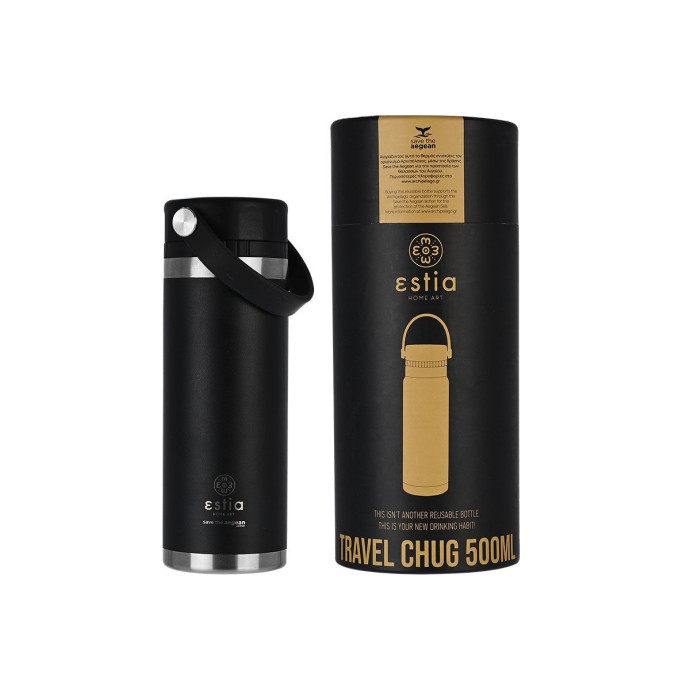 ΘΕΡΜΟΣ TRAVEL CHUG SAVE THE AEGEAN 500ml MIDNIGHT BLACK