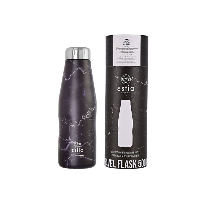 ΘΕΡΜΟΣ TRAVEL FLASK SAVE THE AEGEAN 500ml PENTELICA BLACK