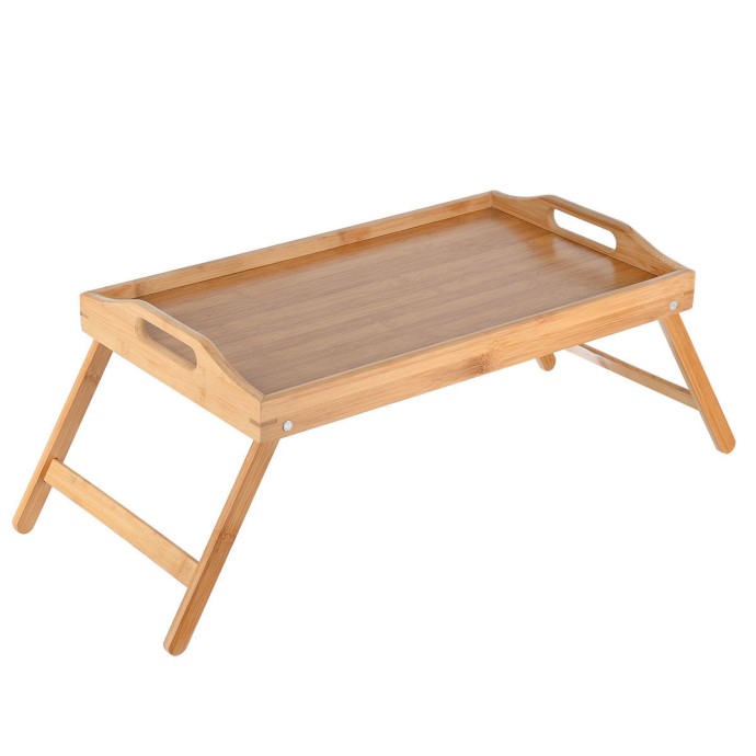 ESTIA ΔΙΣΚΟΣ ΣΕΡΒΙΡΙΣΜΑΤΟΣ BAMBOO ESSENTIALS 50x30x21cm ΜΕ ΑΝΑΔΙΠΛΟΥΜΕΝΑ ΠΟΔΙΑ