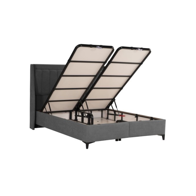 HARMONY ΚΡΕΒΑΤΙ ΔΙΠΛΟ ΜΕ ΑΠΟΘ/ΚΟ ΧΩΡΟ 174Πx207Μx126,5Υcm ΎΦΑΣΜΑ ΓΚΡΙ (ΠΕΡΙΛΑΜΒΑΝΕΤΑΙ ΣΤΡΩΜΑ 160Πx200Μx30Υcm)