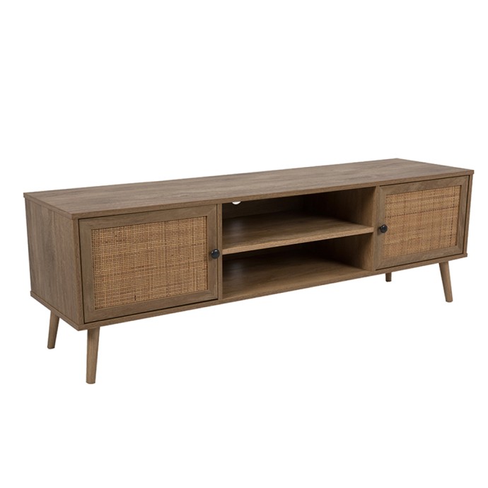 AMMOS TV STAND ME 2ΠΟΡΤΕΣ 150x39xY49cm ΦΥΣΙΚΟ|RATTAN 