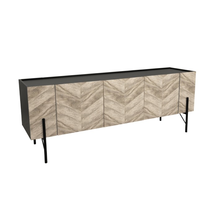 PARKE TV STAND ΜΑΥΡΟ ΦΥΣΙΚΟ ΜΕ PATTERN 160x43xH60cm