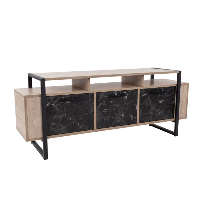 WAGON TV STAND SONOMA ΜΑΥΡΟ ΠΕΤΡΑ 150x40xH60cm