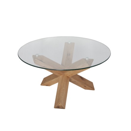 GLASS COFFEE TABLE ΔΙΑΦΑΝΟ OAK D80xH42cm