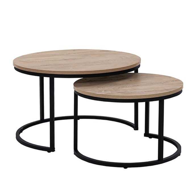 MINO COFFEE TABLE SET 2ΤΕΜ SONOMA DECAPE ΜΑΥΡΟ D74-59xΗ47-38,5cm