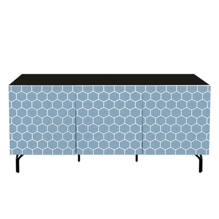 BEE ΜΠΟΥΦΕΣ ΜΠΛΕ ΜΕ PATTERN ΜΑΥΡΟ 140x40xΗ70cm