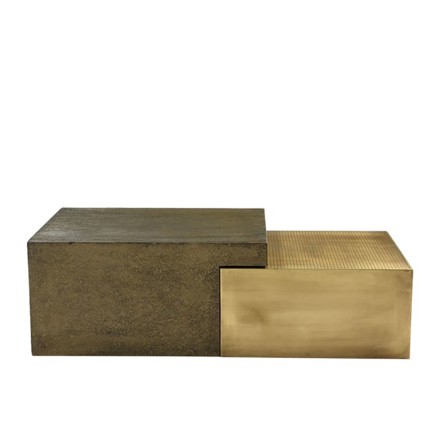 CONTACTO COFFEE TABLE SET 2ΤΕΜ BRASS ANTIQUE ΧΡΥΣΟ ANTIQUE 122x61xH38cm