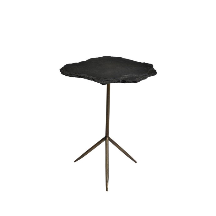 PIEDRA SIDE TABLE ΓΚΡΙ ΣΚΟΥΡΟ BRASS ANTIQUE 48x44xH60cm